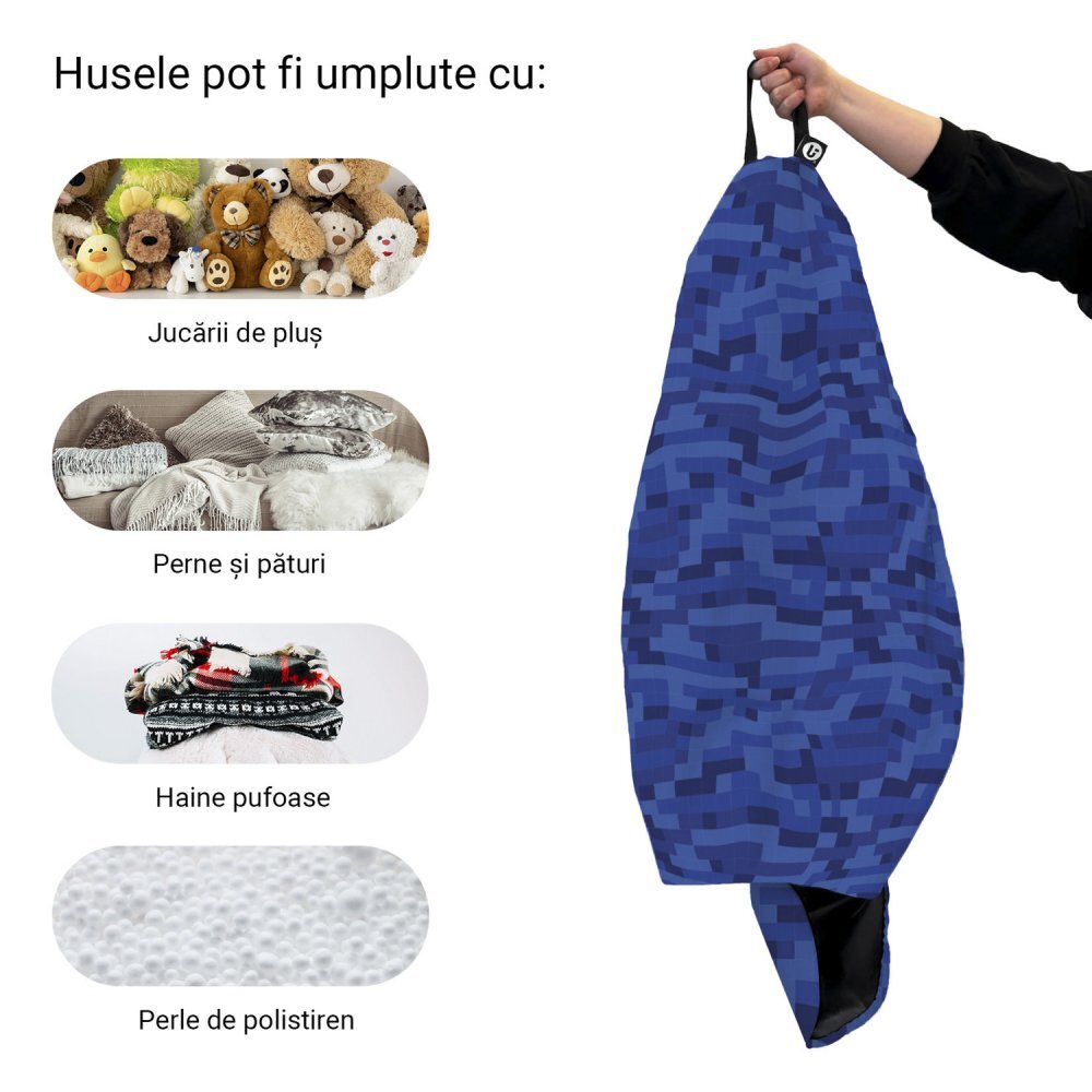 Updeco Husa fotoliu Puf Bean Bag tip Para L fara umplutura minecraft apa