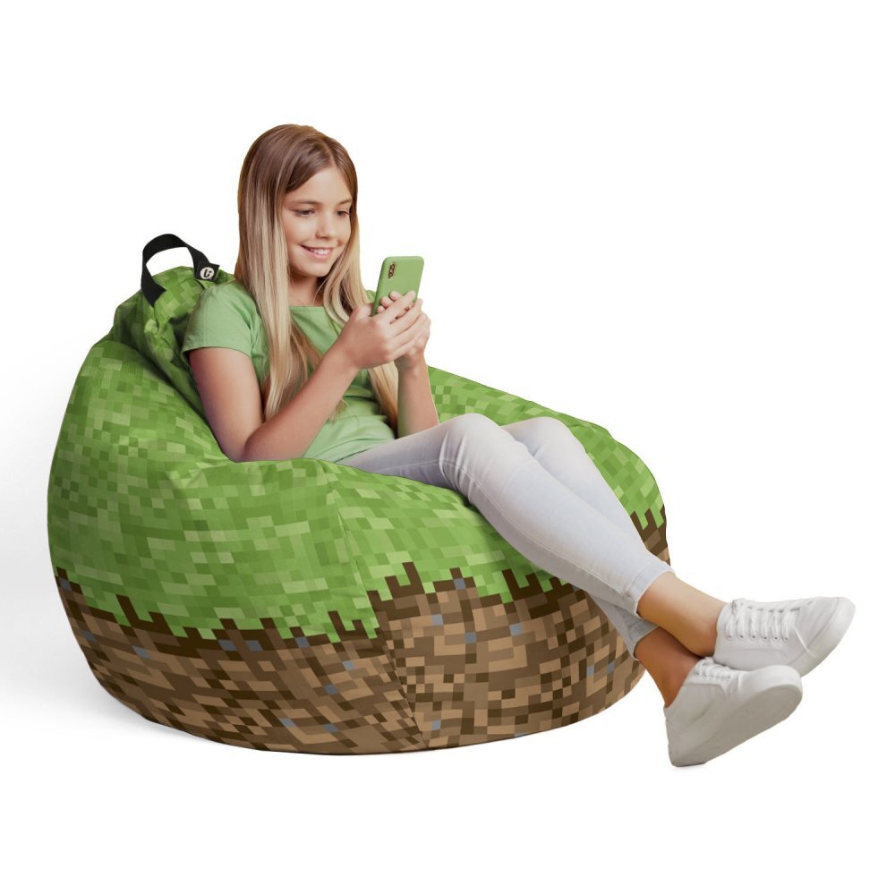 Updeco Husa fotoliu Puf Bean Bag tip Para L fara umplutura minecraft iarba pamant