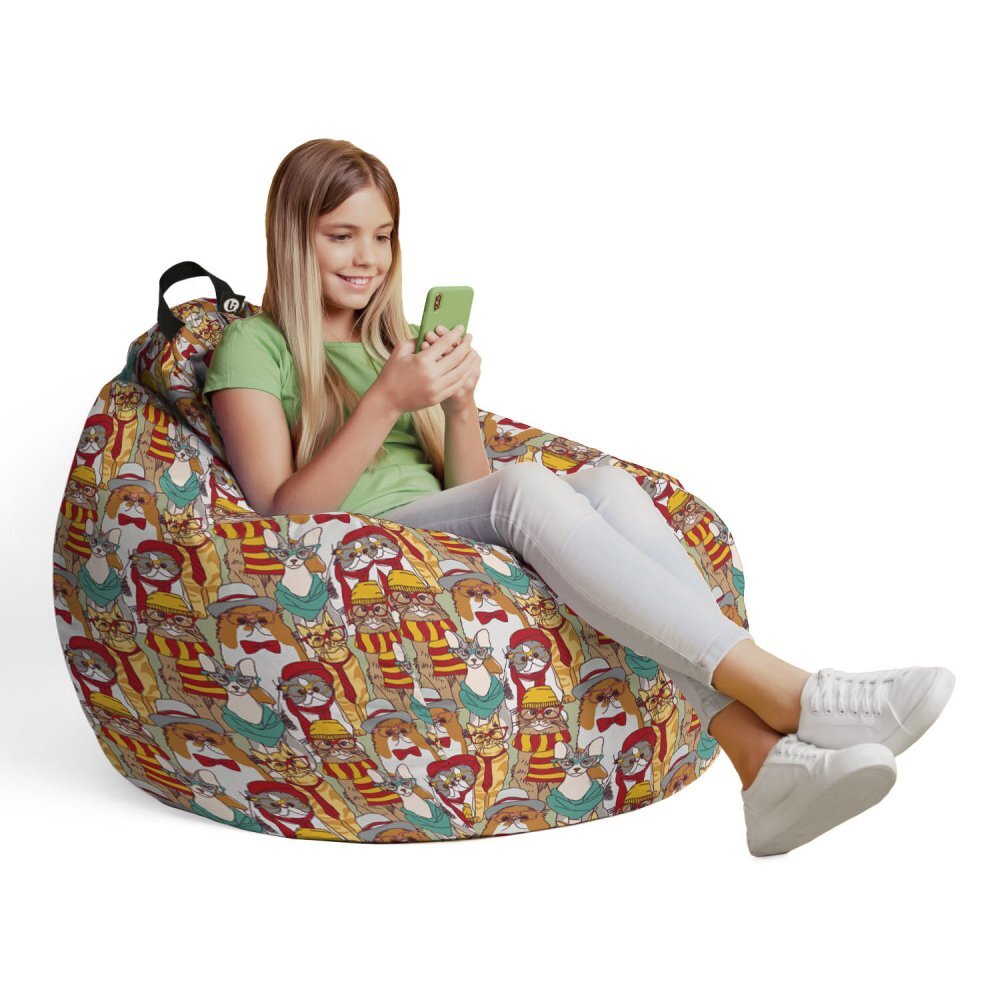 Updeco Husa fotoliu Puf Bean Bag tip Para L fara umplutura pisici hipster