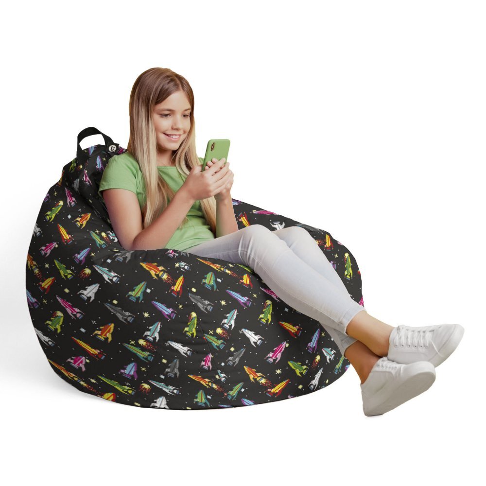 Updeco Husa fotoliu Puf Bean Bag tip Para L fara umplutura retro space ships