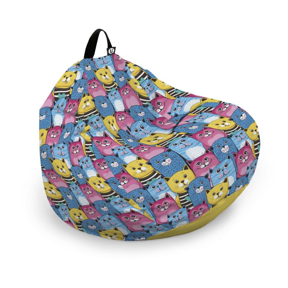 Updeco Husa fotoliu Puf Bean Bag tip Para L fara umplutura smiley cats