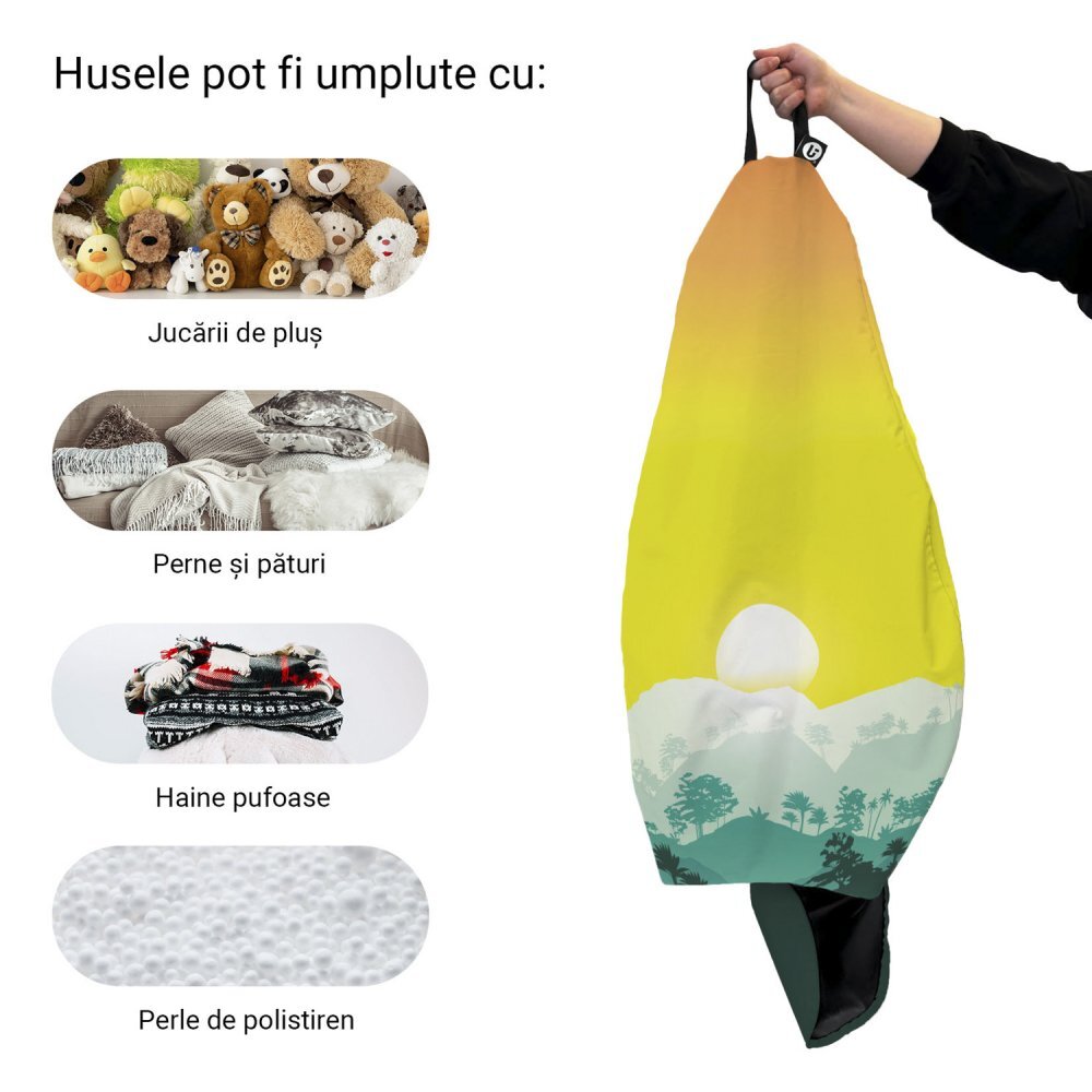 Updeco Husa fotoliu Puf Bean Bag tip Para L fara umplutura tropical