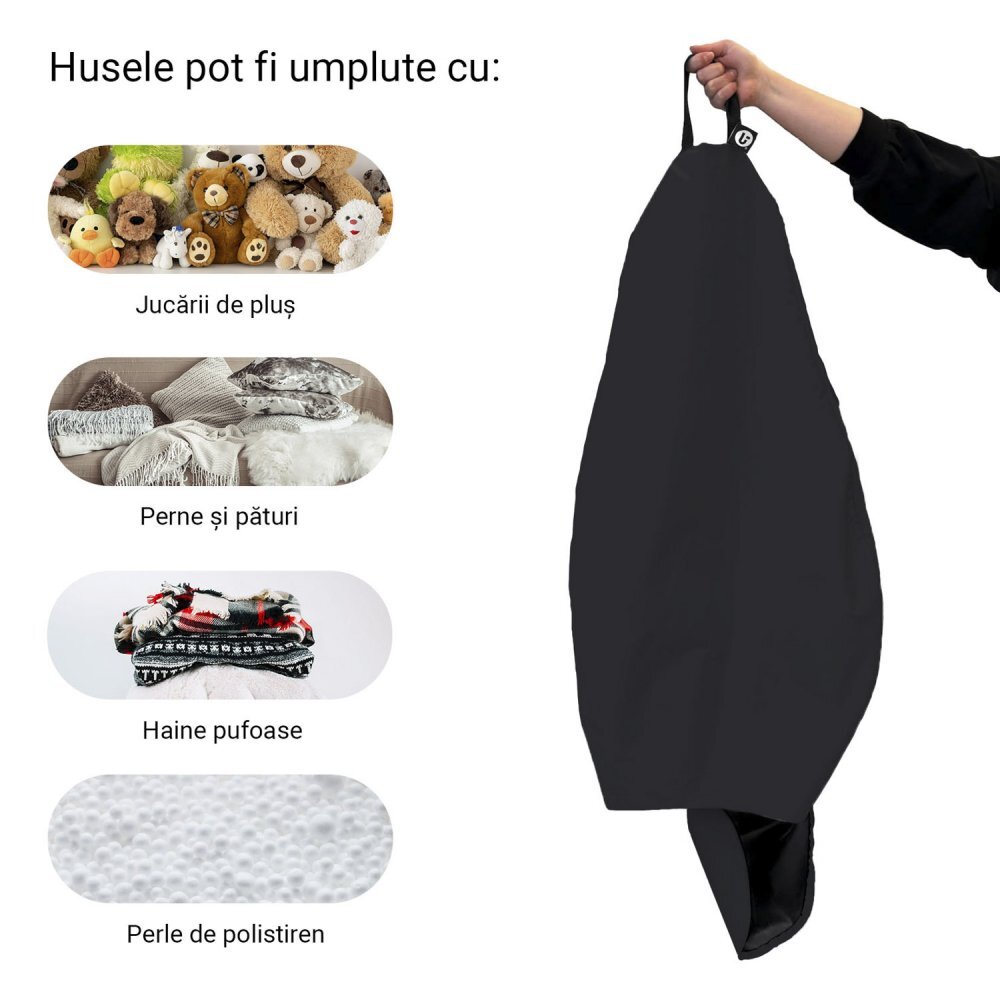 Updeco Husa fotoliu Puf Bean Bag tip Para XL Chroma fara umplutura black
