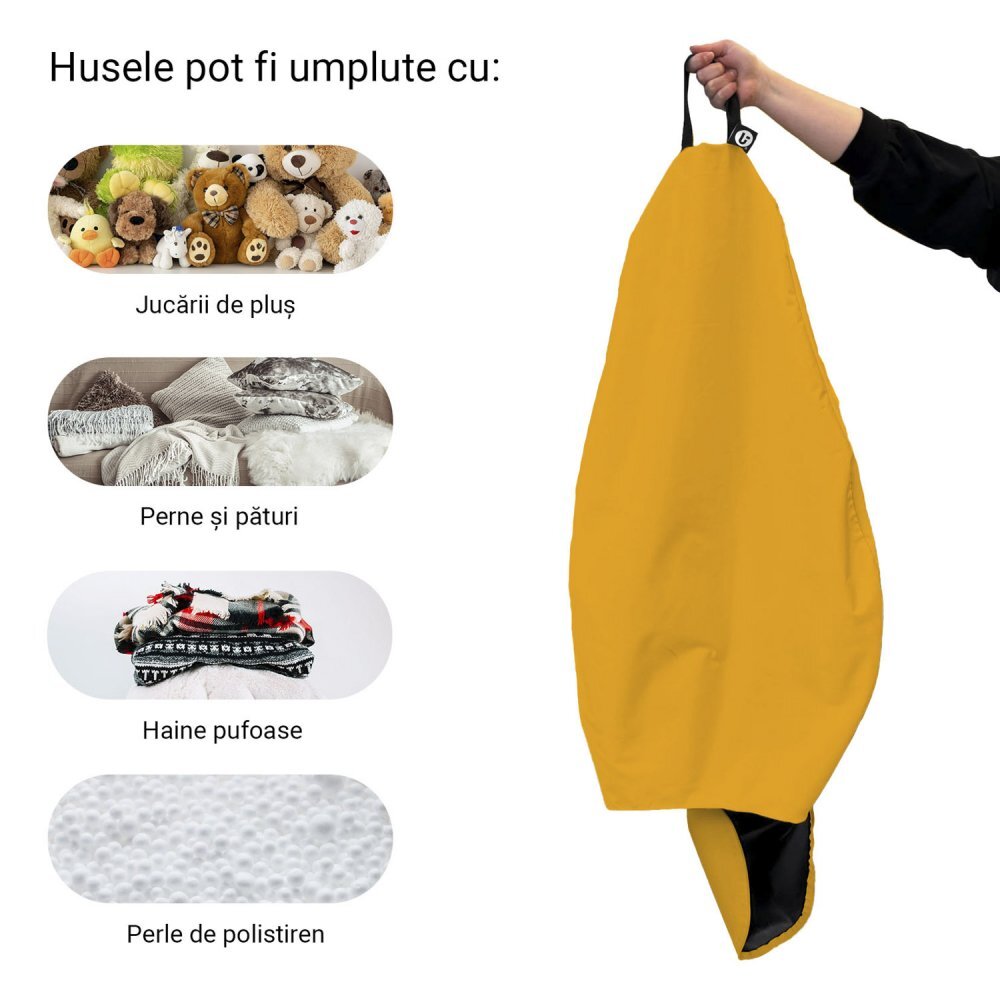 Updeco Husa fotoliu Puf Bean Bag tip Para XL Chroma fara umplutura golden yellow