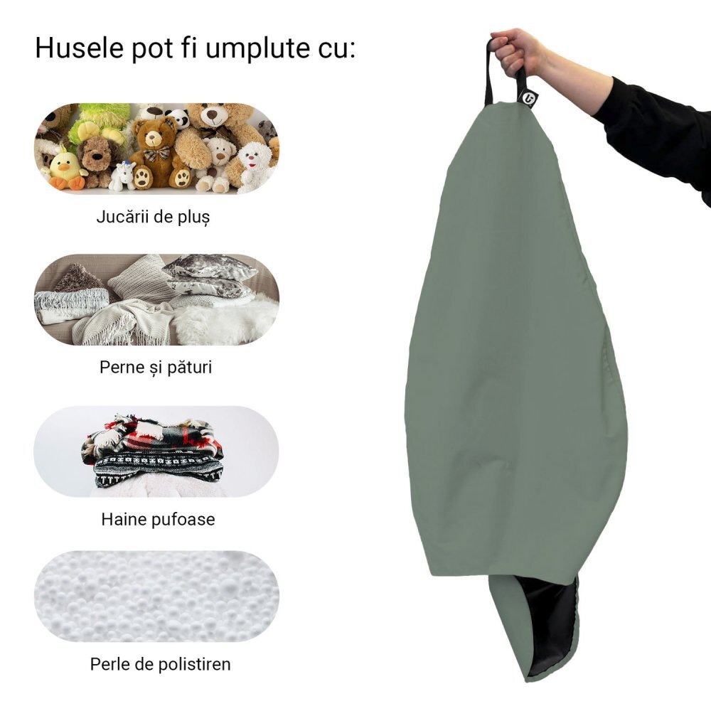 Updeco Husa fotoliu Puf Bean Bag tip Para XL Chroma fara umplutura green sage