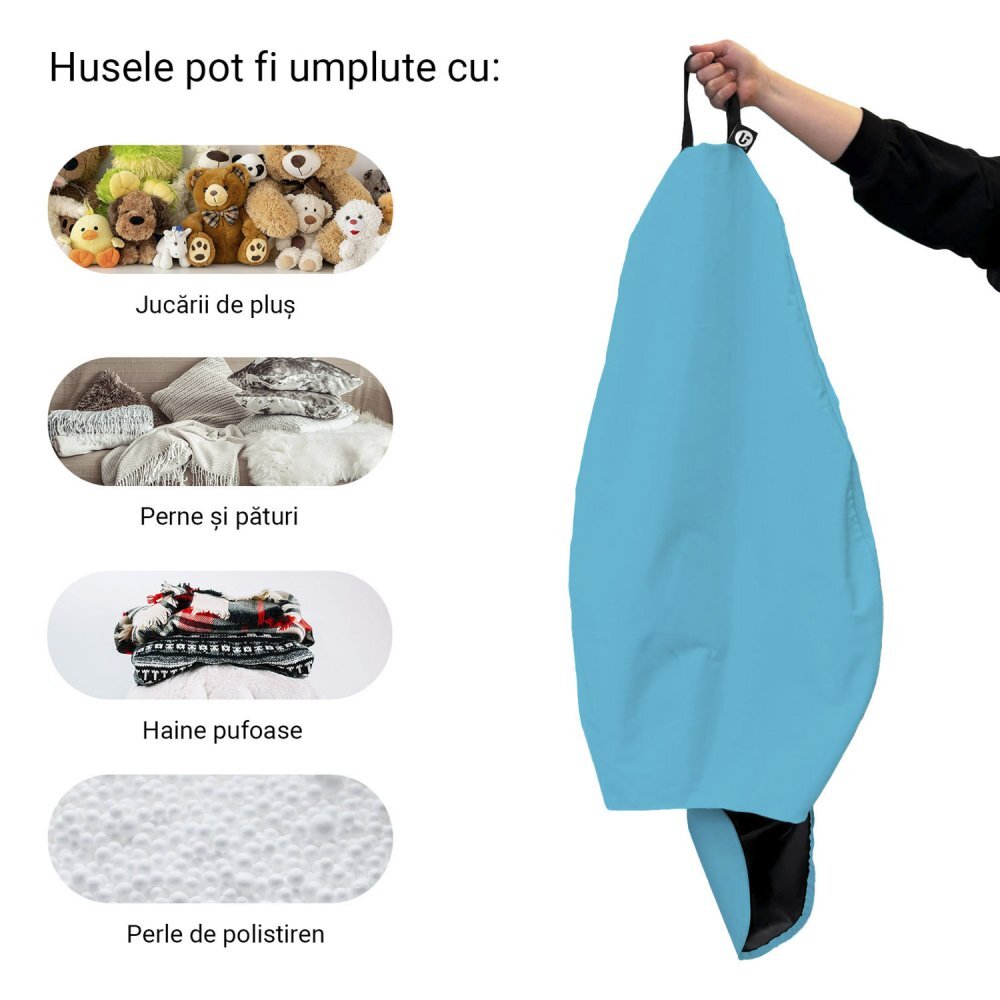 Updeco Husa fotoliu Puf Bean Bag tip Para XL Chroma fara umplutura turquoise