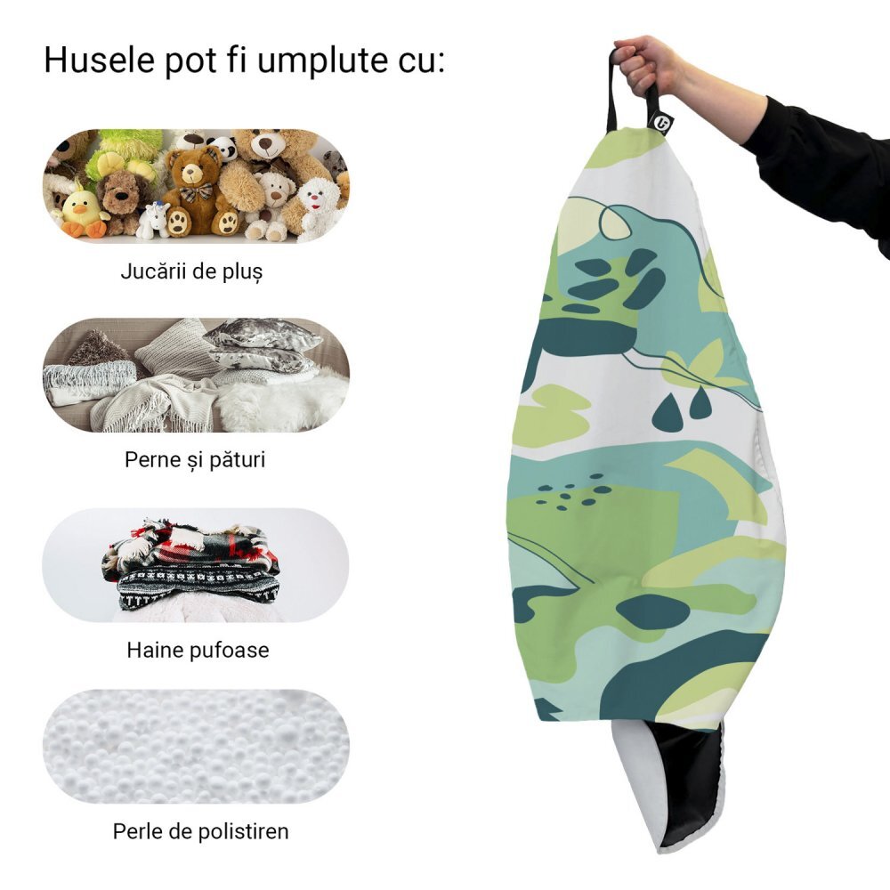 Updeco Husa fotoliu Puf Bean Bag tip Para XL fara umplutura Abstract Jungle Periglacial