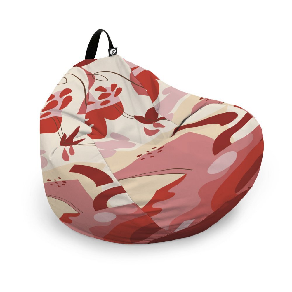 Updeco Husa fotoliu Puf Bean Bag tip Para XL fara umplutura Abstract Jungle rosu