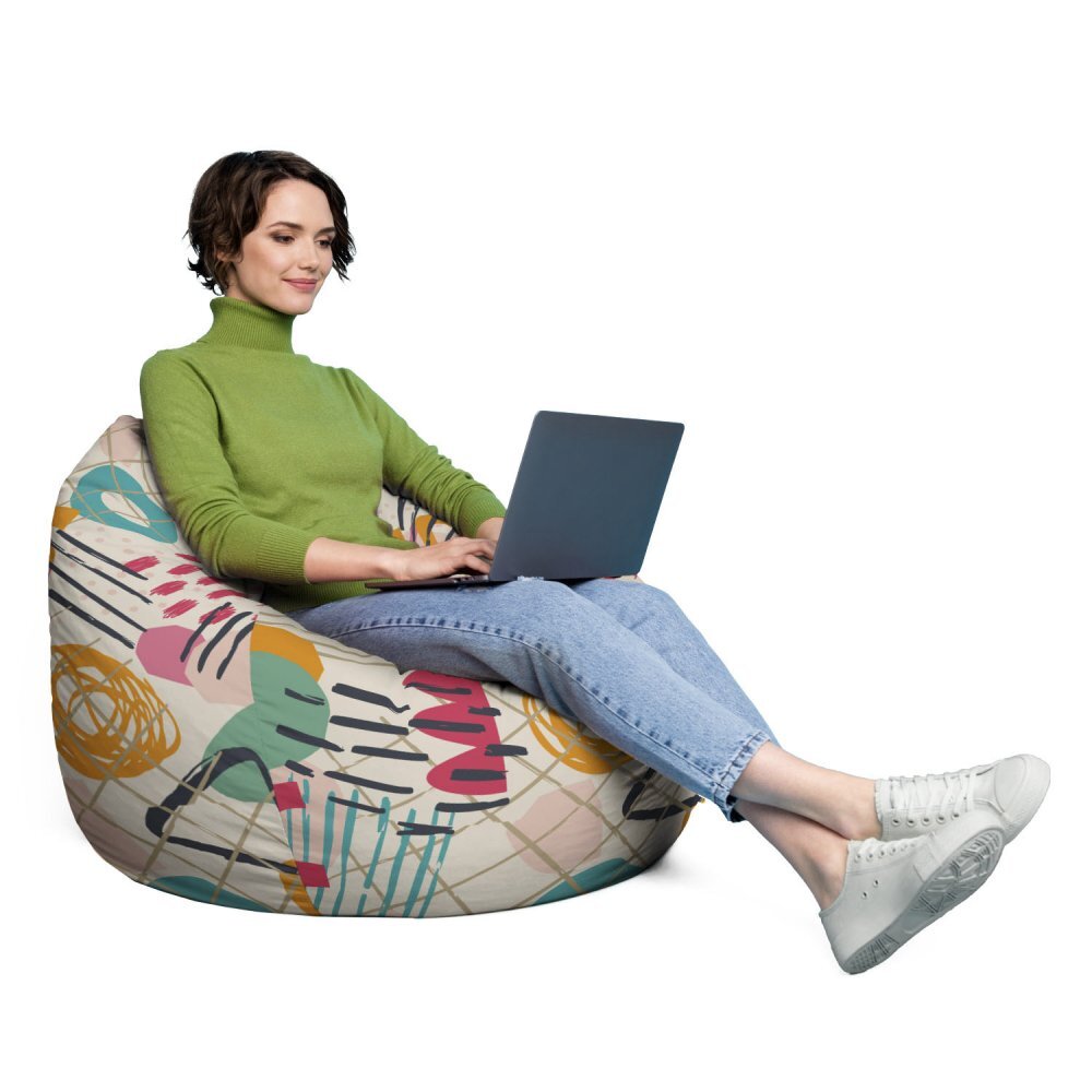 Updeco Husa fotoliu Puf Bean Bag tip Para XL fara umplutura Abstract Peony