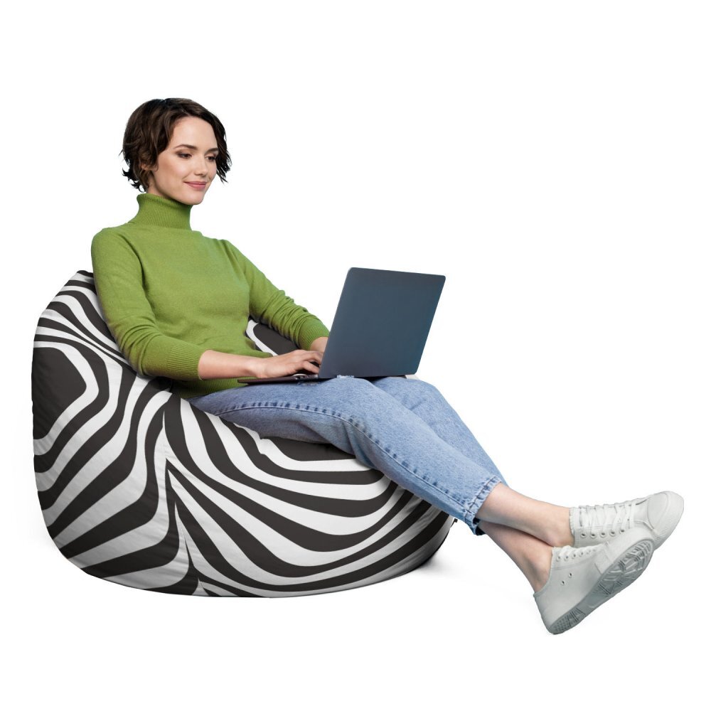 Updeco Husa fotoliu Puf Bean Bag tip Para XL fara umplutura Abstract Zebra