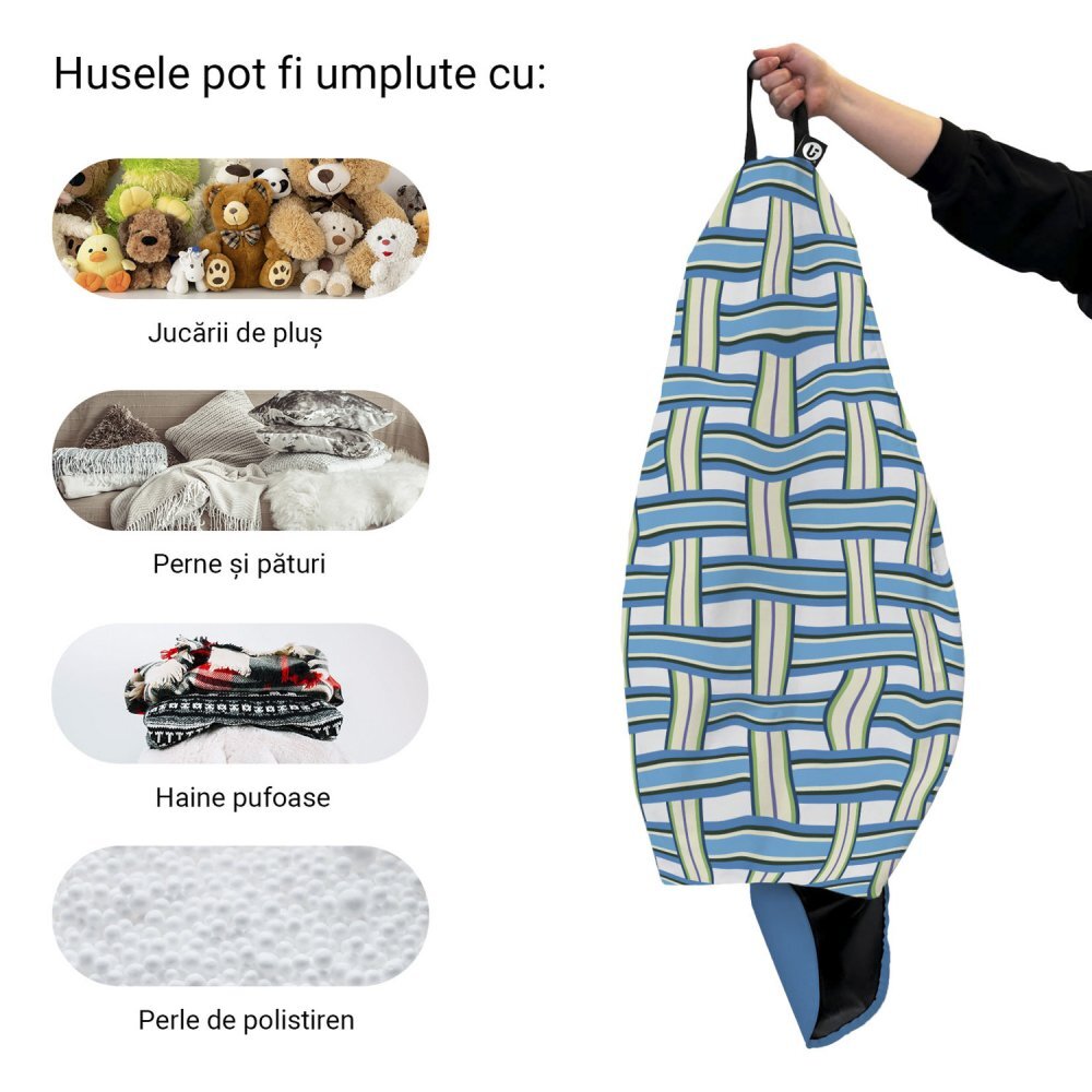 Updeco Husa fotoliu Puf Bean Bag tip Para XL fara umplutura blueberry and kiwi
