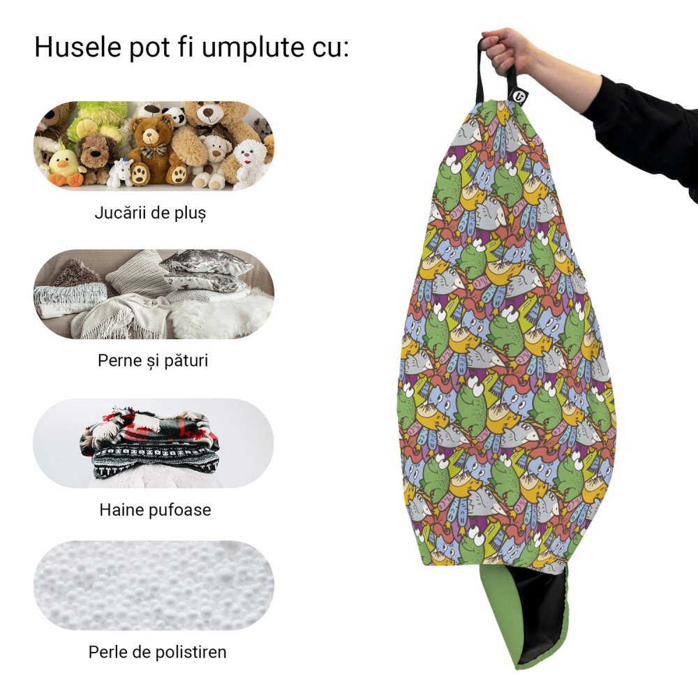 Updeco Husa fotoliu Puf Bean Bag tip Para XL fara umplutura broscute
