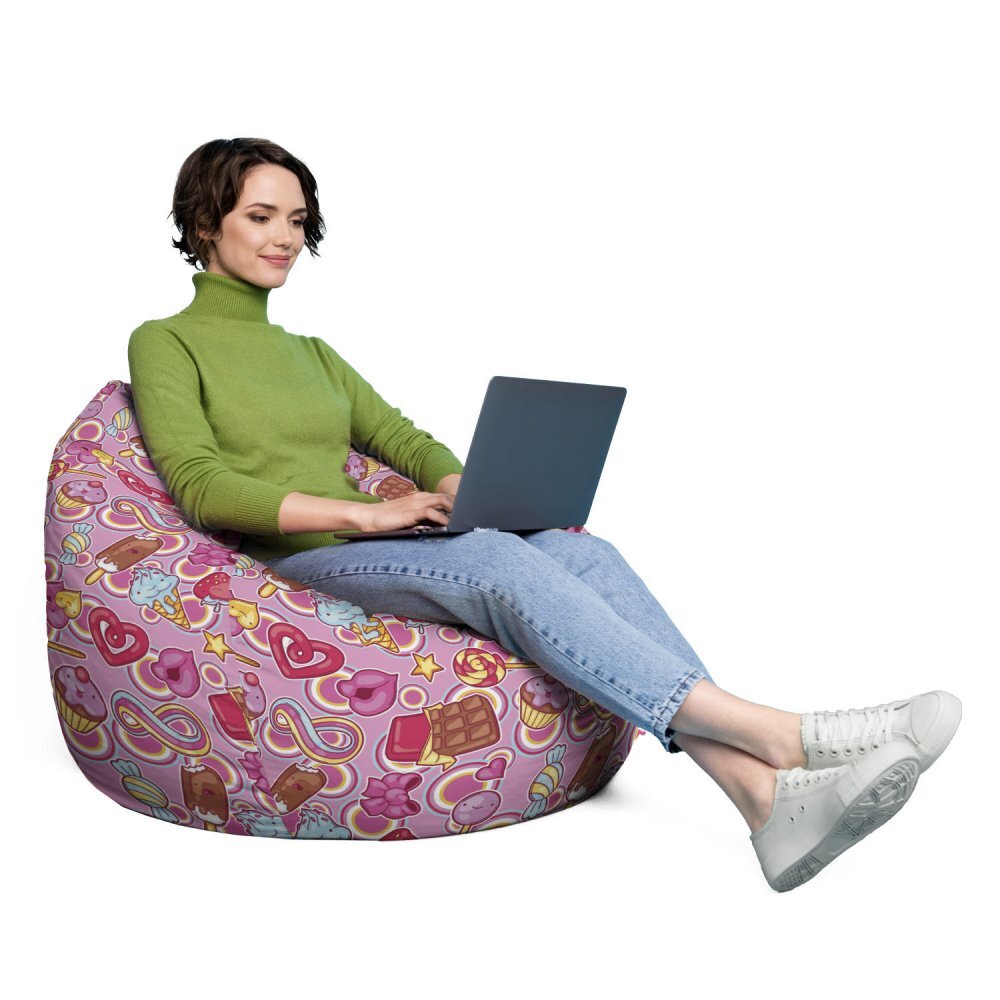 Updeco Husa fotoliu Puf Bean Bag tip Para XL fara umplutura Candies fundal roz