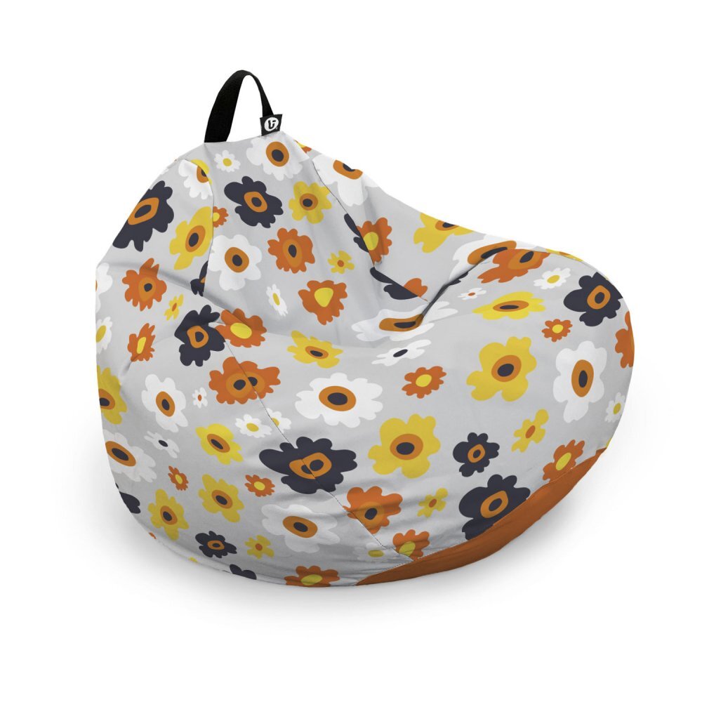 Updeco Husa fotoliu Puf Bean Bag tip Para XL fara umplutura Daisy fundal gri