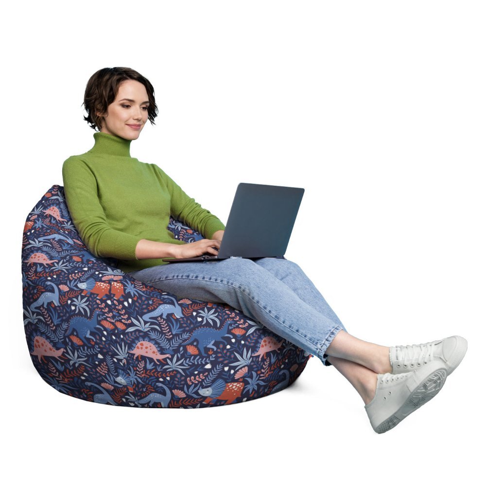 Updeco Husa fotoliu Puf Bean Bag tip Para XL fara umplutura dinozauri nocturni