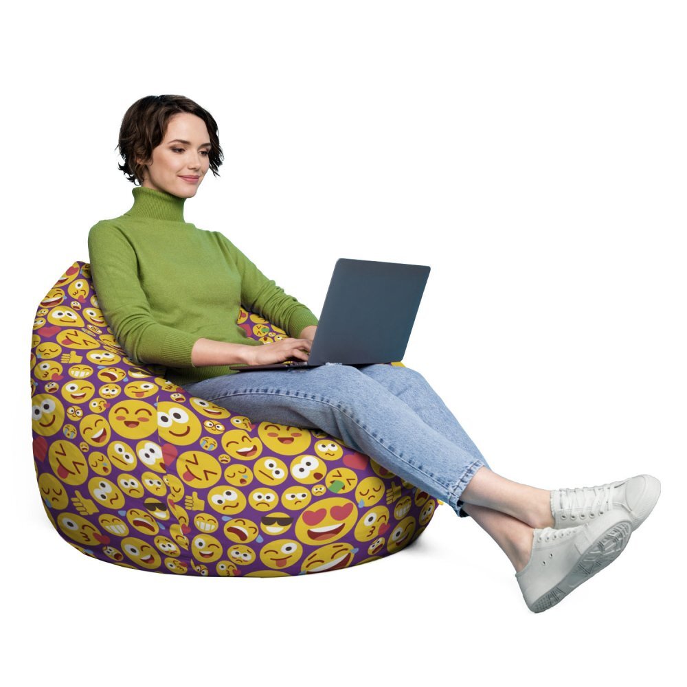 Updeco Husa fotoliu Puf Bean Bag tip Para XL fara umplutura emoji