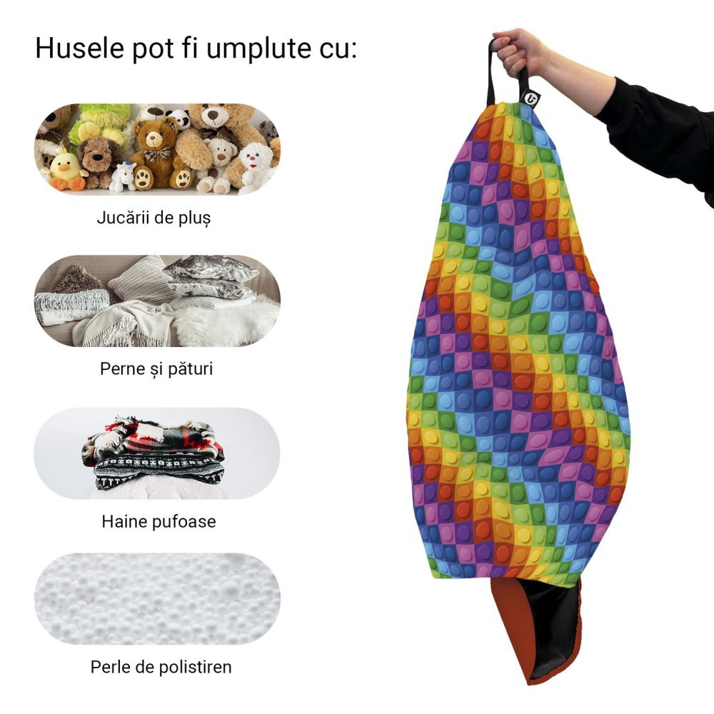 Updeco Husa fotoliu Puf Bean Bag tip Para XL fara umplutura Lego Abstract