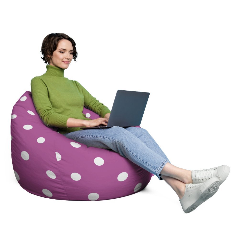 Updeco Husa fotoliu Puf Bean Bag tip Para XL fara umplutura mov cu buline albe