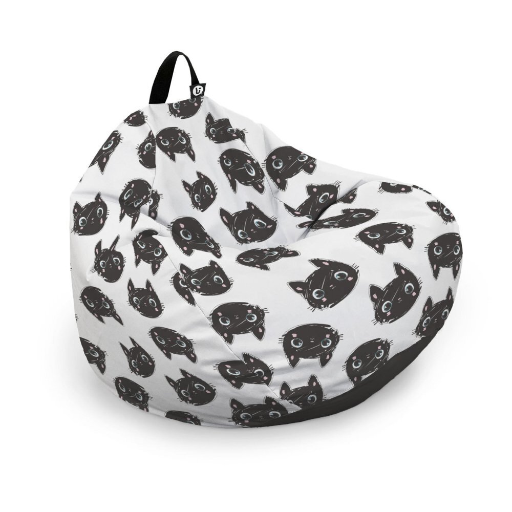 Updeco Husa fotoliu Puf Bean Bag tip Para XL fara umplutura Pisici alb-negru