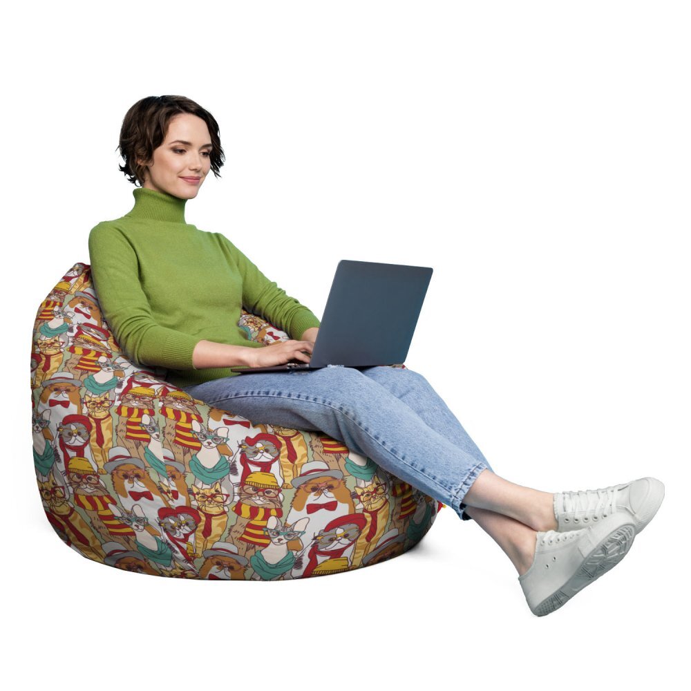 Updeco Husa fotoliu Puf Bean Bag tip Para XL fara umplutura Pisici Hipster
