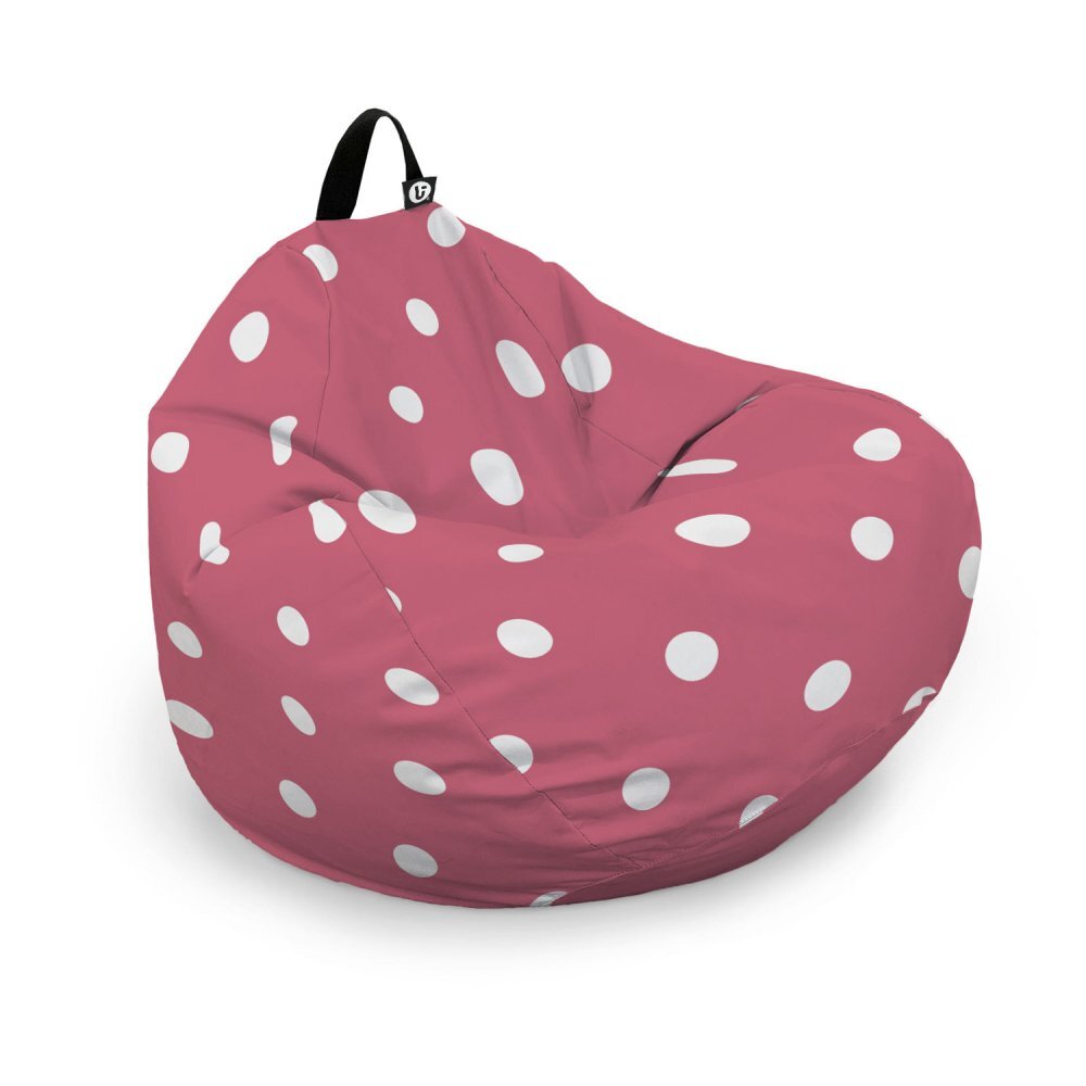 Updeco Husa fotoliu Puf Bean Bag tip Para XL fara umplutura roz cu buline albe