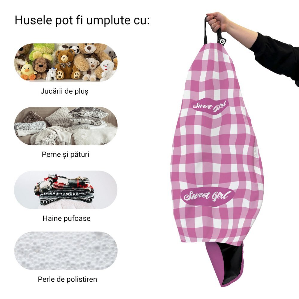 Updeco Husa fotoliu Puf Bean Bag tip Para XL fara umplutura sweet girl