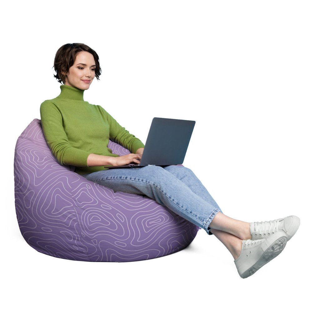 Updeco Husa fotoliu Puf Bean Bag tip Para XL fara umplutura Topografic mov
