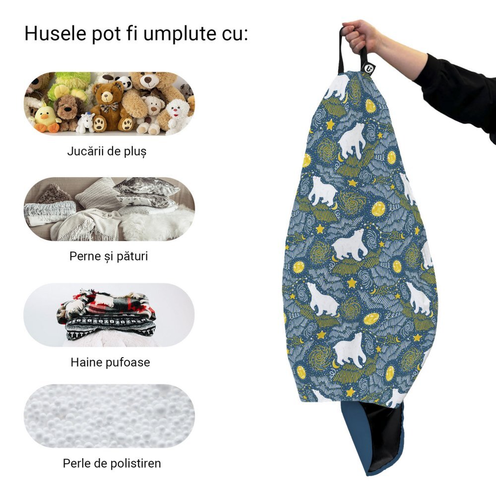 Updeco Husa fotoliu Puf Bean Bag tip Para XL fara umplutura ursi polari