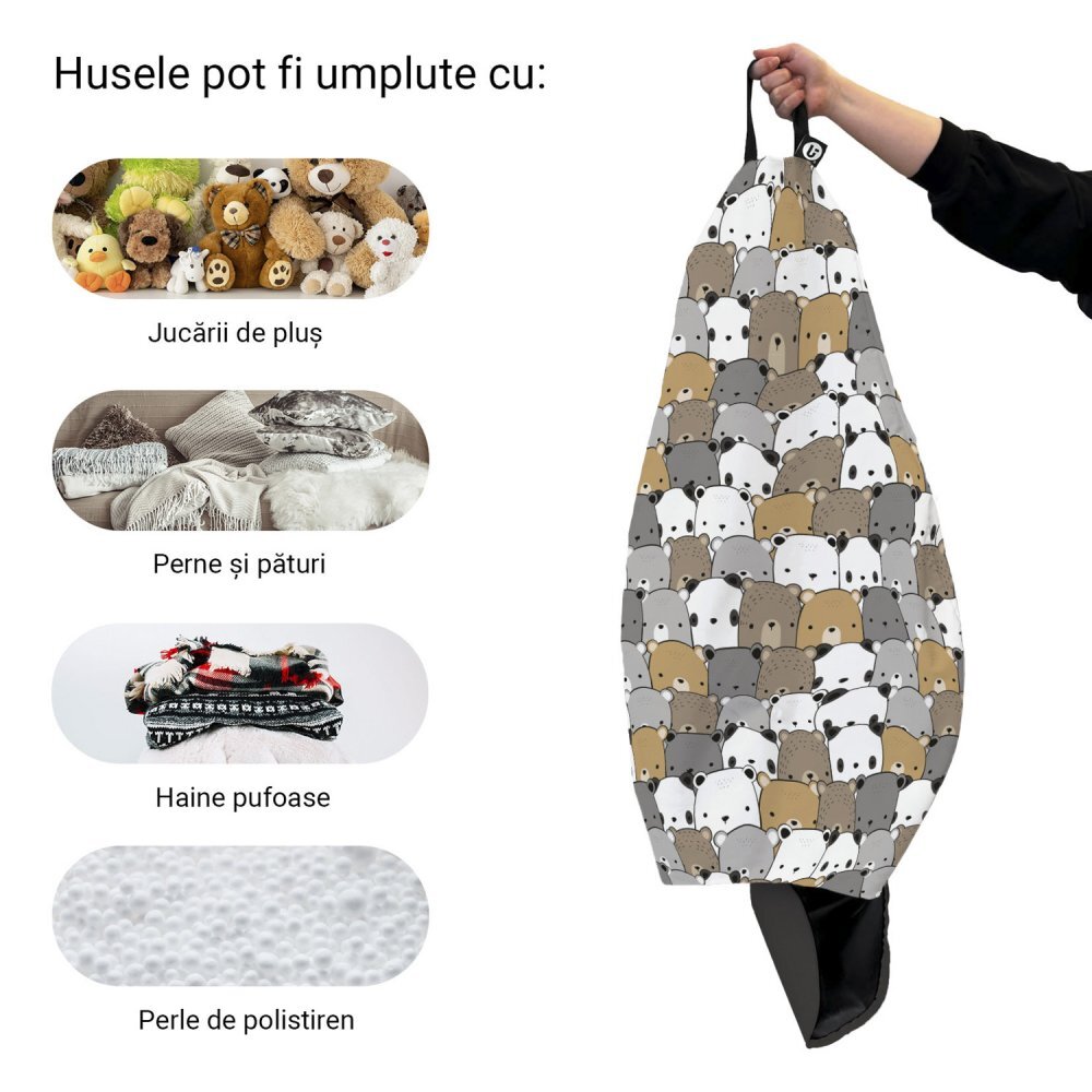 Updeco Husa fotoliu Puf Bean Bag tip Para XL fara umplutura ursuleti maro