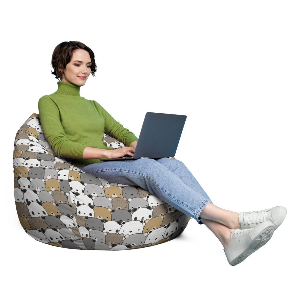 Updeco Husa fotoliu Puf Bean Bag tip Para XL fara umplutura ursuleti maro