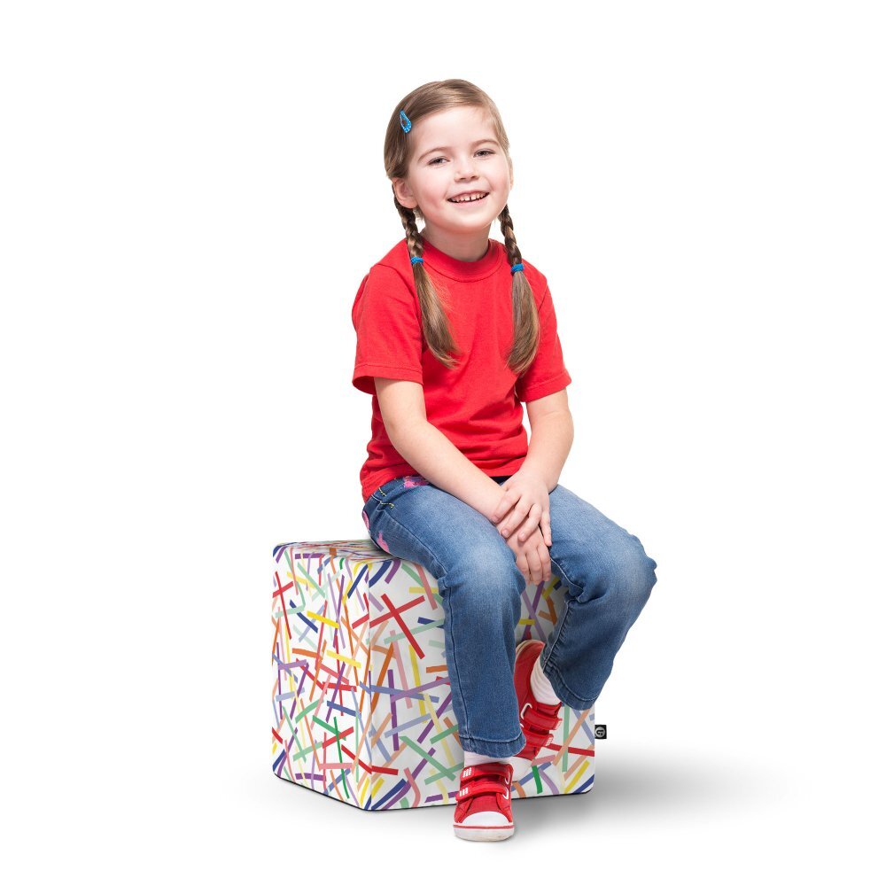 Updeco Taburet cub L Confetti fundal alb