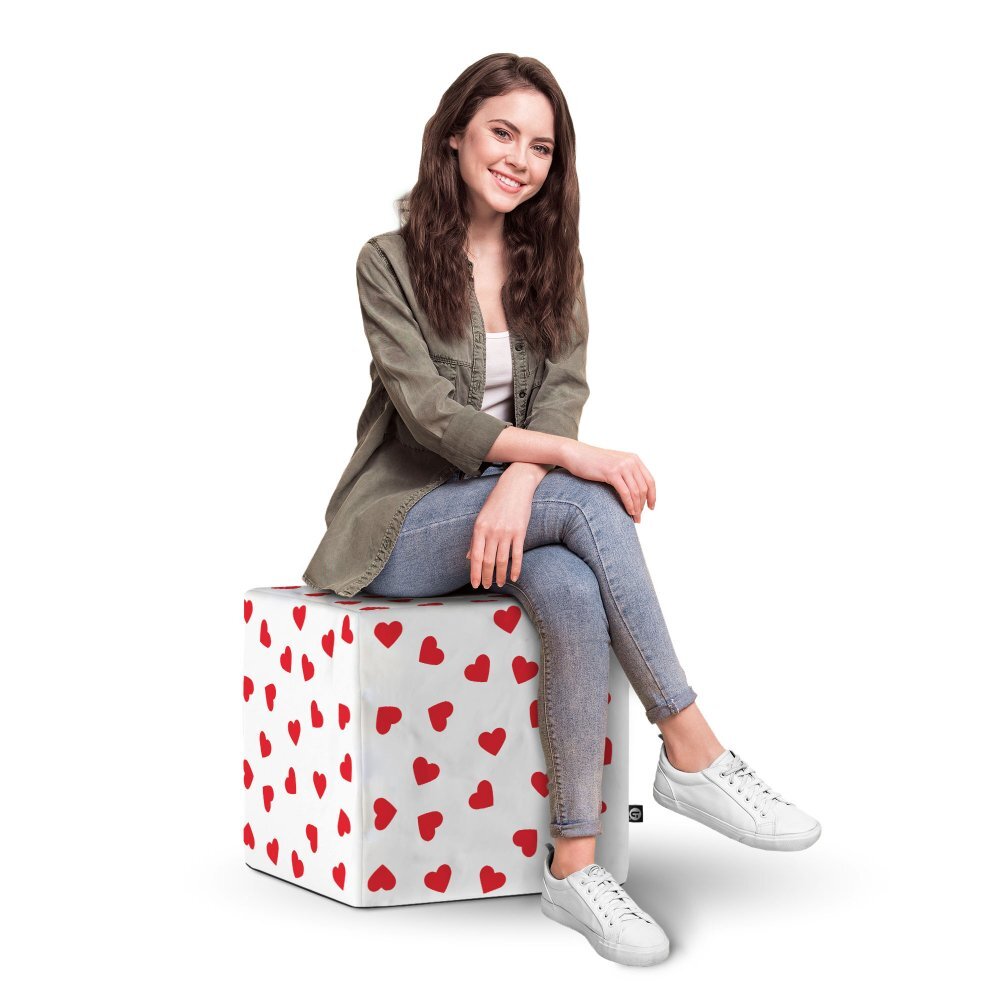 Updeco Taburet cub XL Inimi fundal alb