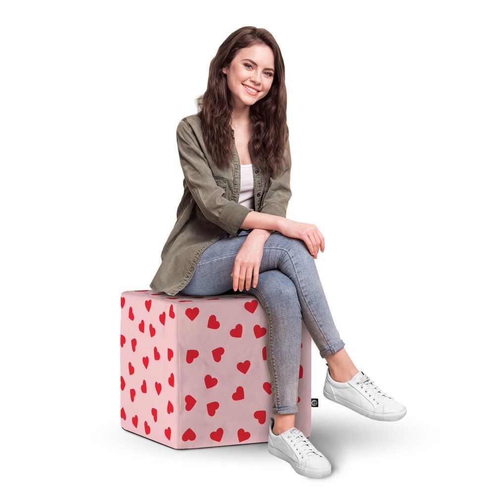 Updeco Taburet cub XL Inimi fundal roz