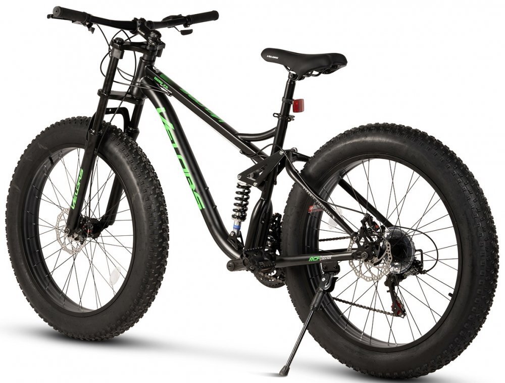 VELORS Bicicleta MTB-Full Suspension Fat Bike Duro 2.6 V26309D NegruVerde 26 inch inaltime utilizator 150-195 cm greutate suportata 150 kg
