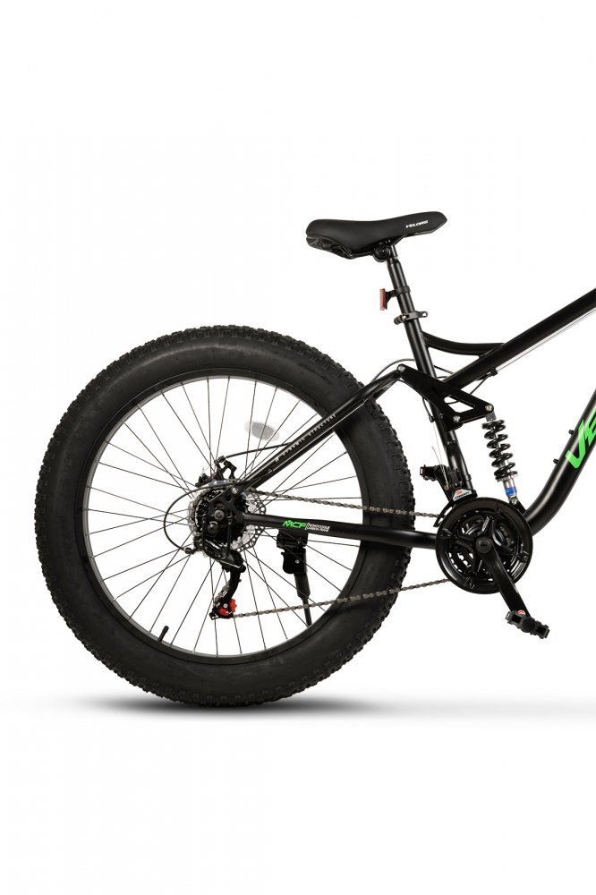 VELORS Bicicleta MTB-Full Suspension Fat Bike Duro 2.6 V26309D NegruVerde 26 inch inaltime utilizator 150-195 cm greutate suportata 150 kg