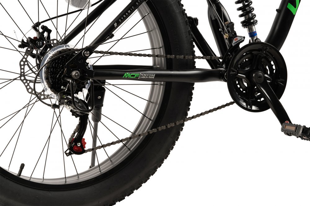 VELORS Bicicleta MTB-Full Suspension Fat Bike Duro 2.6 V26309D NegruVerde 26 inch inaltime utilizator 150-195 cm greutate suportata 150 kg