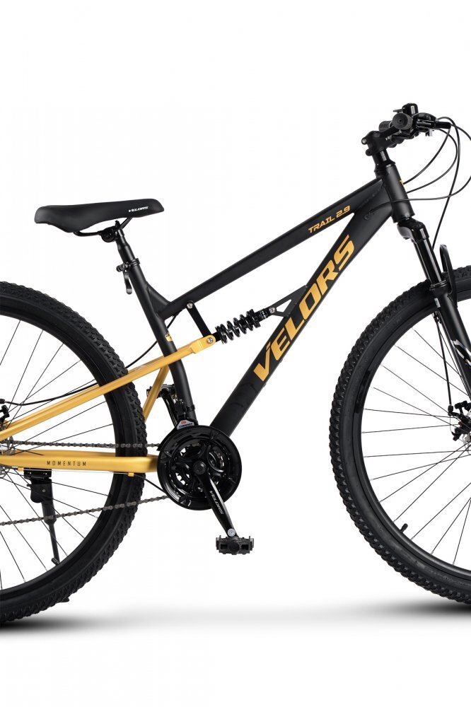 VELORS Bicicleta MTB-Full Suspension Trail 2.7 V27271D NegruGalben 27.5 inch echipare Shimano 21 viteze manete secventiale frane disc mecanice