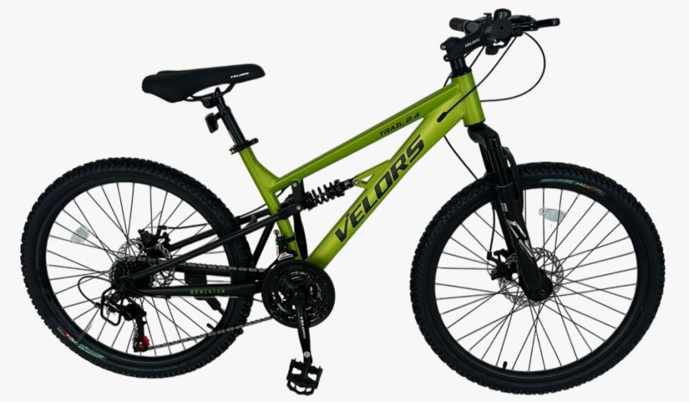VELORS Bicicleta MTB-Full Suspension Trail V24271D VerdeNegru 24 inch echipare Shimano 21 viteze manete secventiale frane disc mecanice