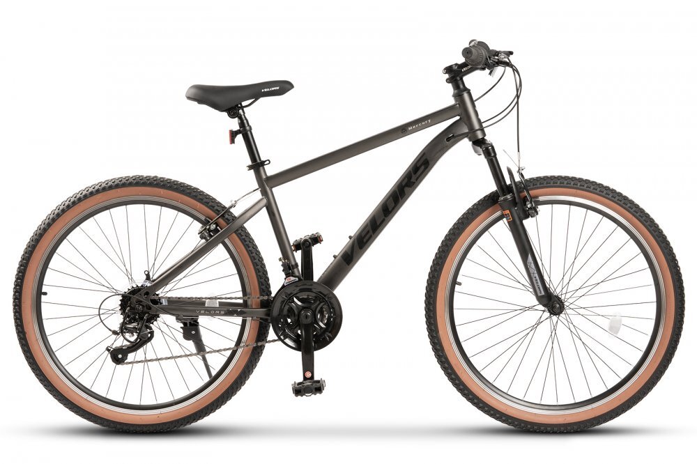 VELORS Bicicleta MTB Mercury V26301G GriNegru Schimbator spate Carpat Roti 26 Inch Manete Schimbator Rotative 21 viteze Frane Mecanice Disc fataspate