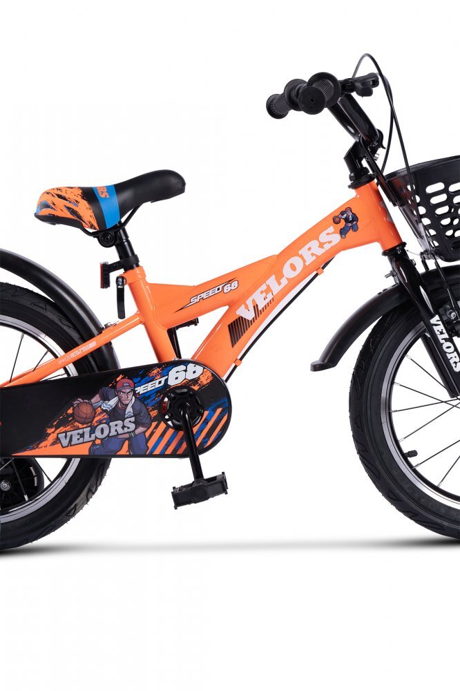 VELORS Bicicleta pentru copii V1601A Portocaliu roti 16 inch 4-6 ani 16 viteze inaltime utilizator 100-115 cm greutate suportata 60 kg