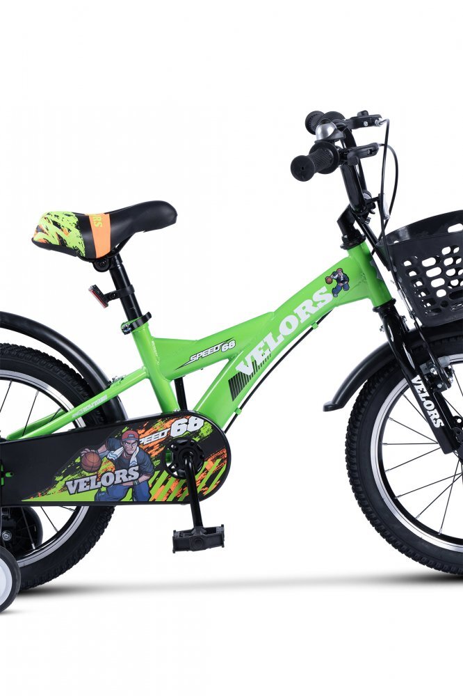 VELORS Bicicleta pentru copii V1601A Verde roti 16 inch varsta 4-6 ani 16 viteze inaltime utilizator 100-115 cm greutate suportata 60 kg