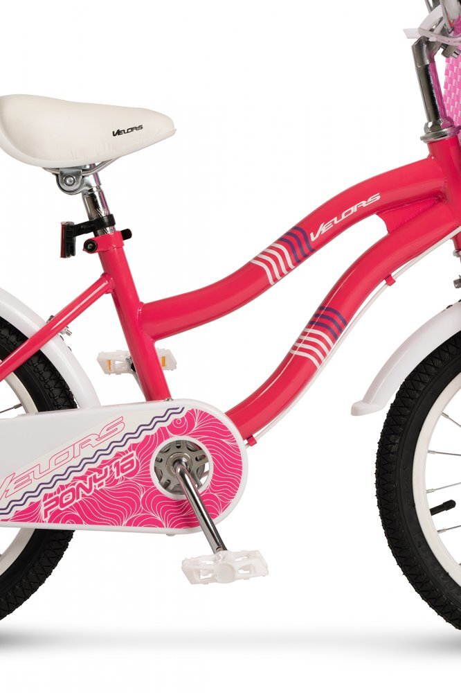 VELORS Bicicleta pentru copii V1604B Fucsia 16 inch cu roti ajutatoare cosulet cadru din otel varsta 4-6 ani