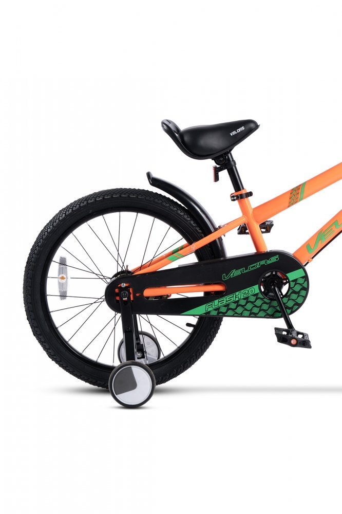 VELORS Bicicleta pentru copii V2007B PortocaliuVerde 20 inch cu roti ajutatoare