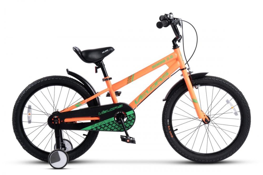 VELORS Bicicleta pentru copii V2007B PortocaliuVerde 20 inch cu roti ajutatoare