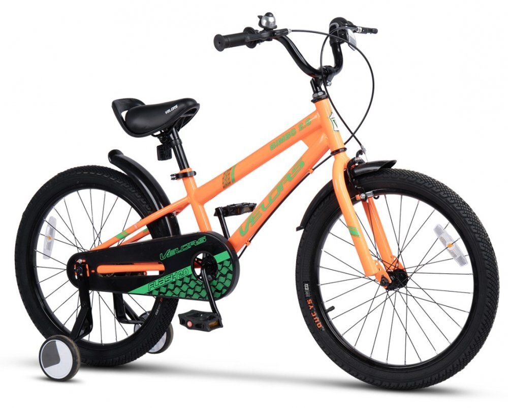 VELORS Bicicleta pentru copii V2007B PortocaliuVerde 20 inch cu roti ajutatoare