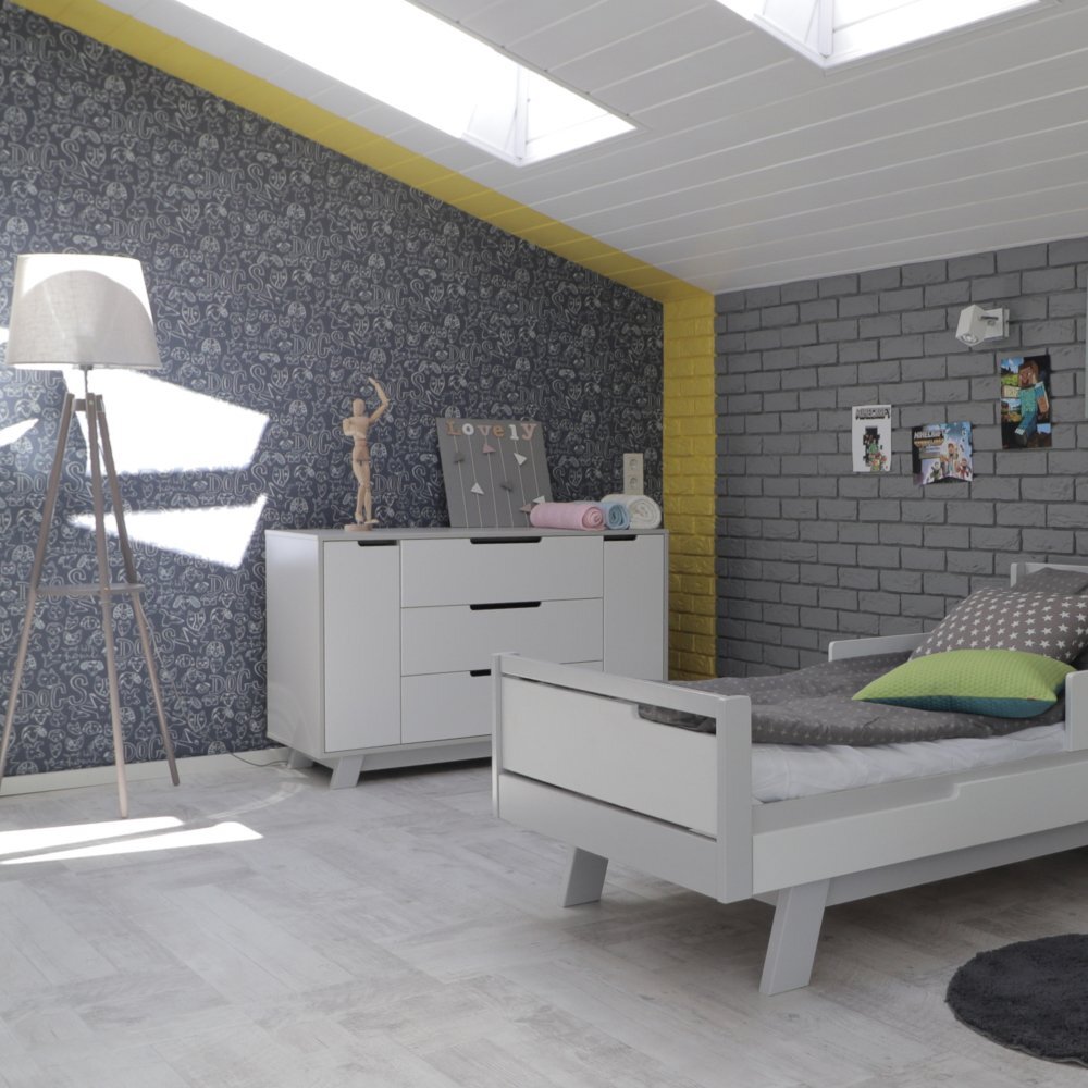Veres Comoda pentru copii cu 3 sertare model 1200 colectia Manhattan alb-gri
