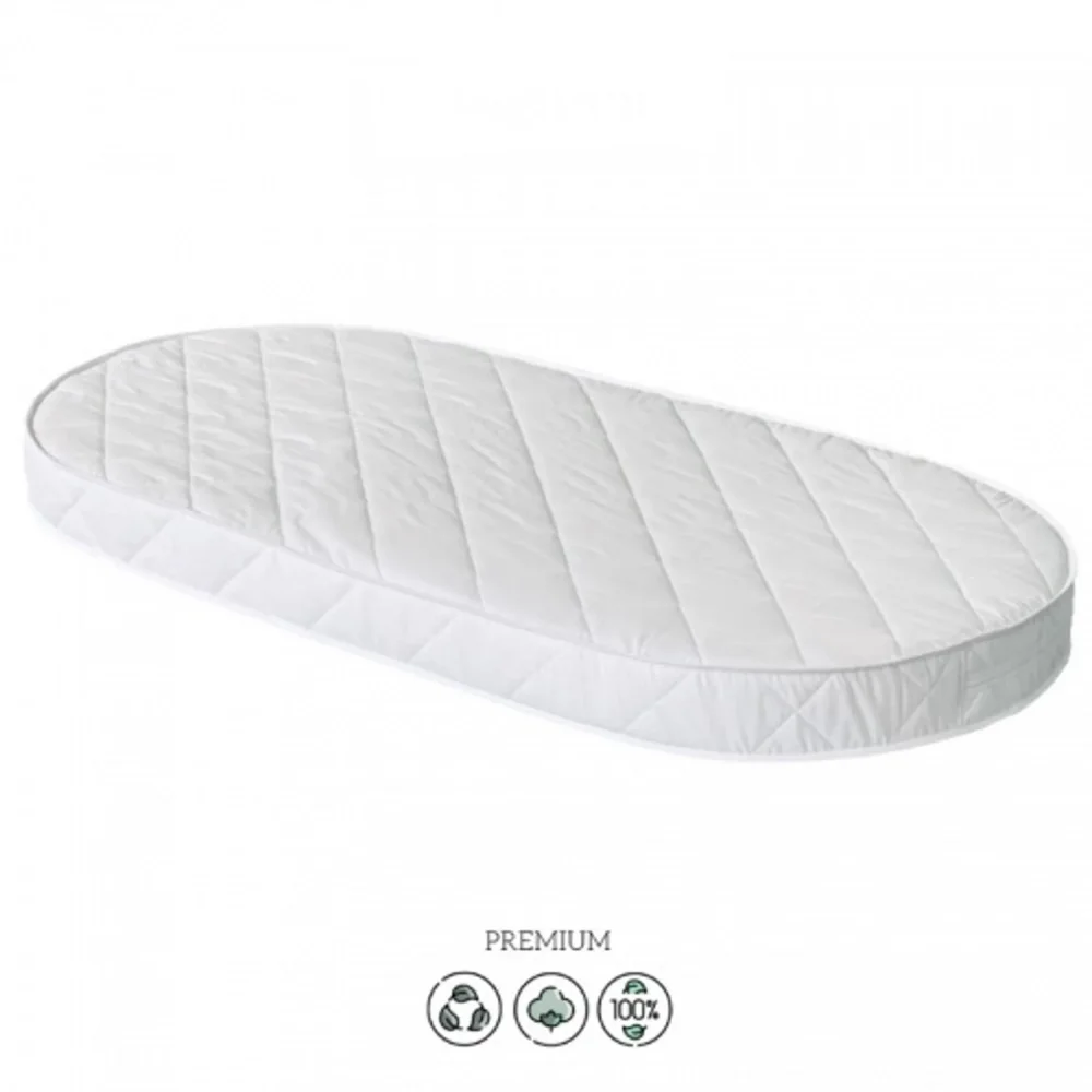 Veres Patut oval pentru copii 90140x70cm LD14 Bej din lemn masiv de fag 0-4 ani kit extensie 140x70cm inclus saltea inclusa inaltimea saltelei reglabila