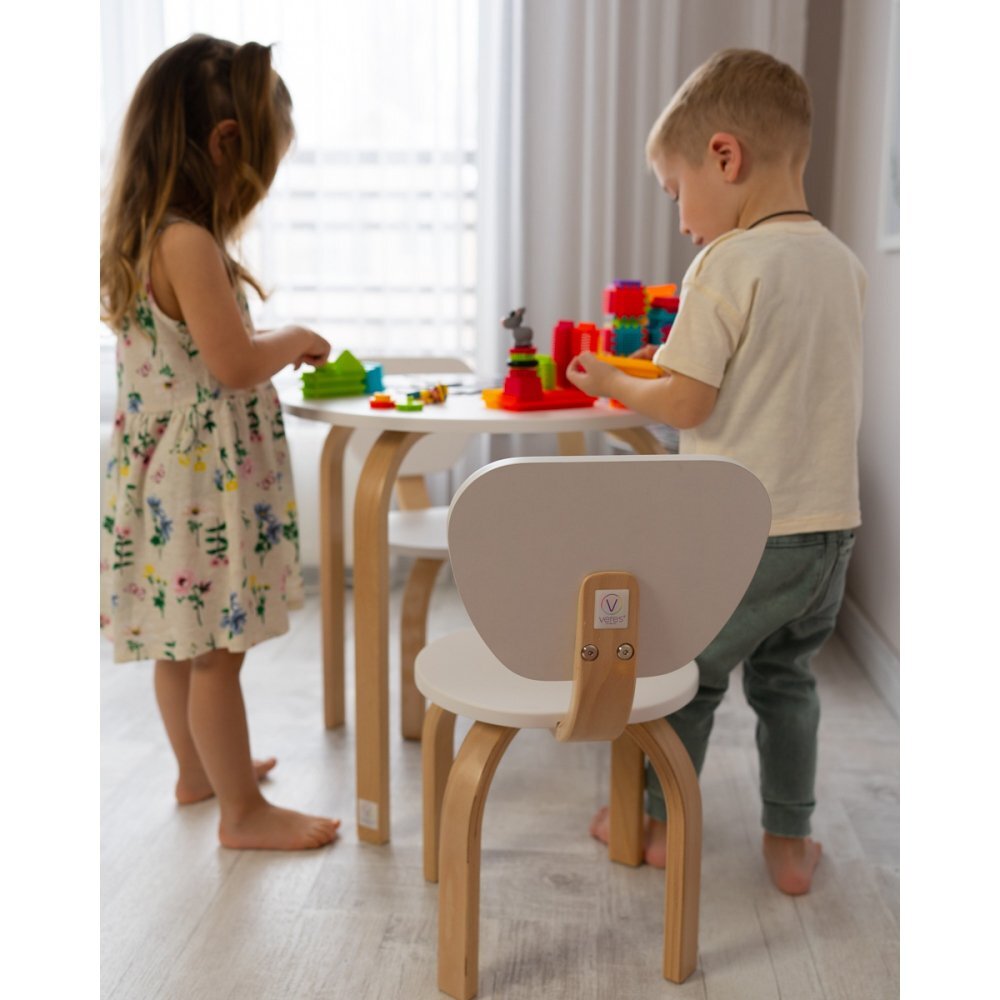 Veres Scaun pentru copii Monaco Alb-natur cu spatar 3 ani+