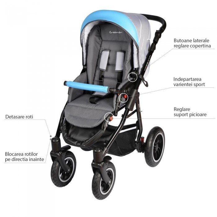 Vessanti Carucior Crooner 2 in 1 BlueGray