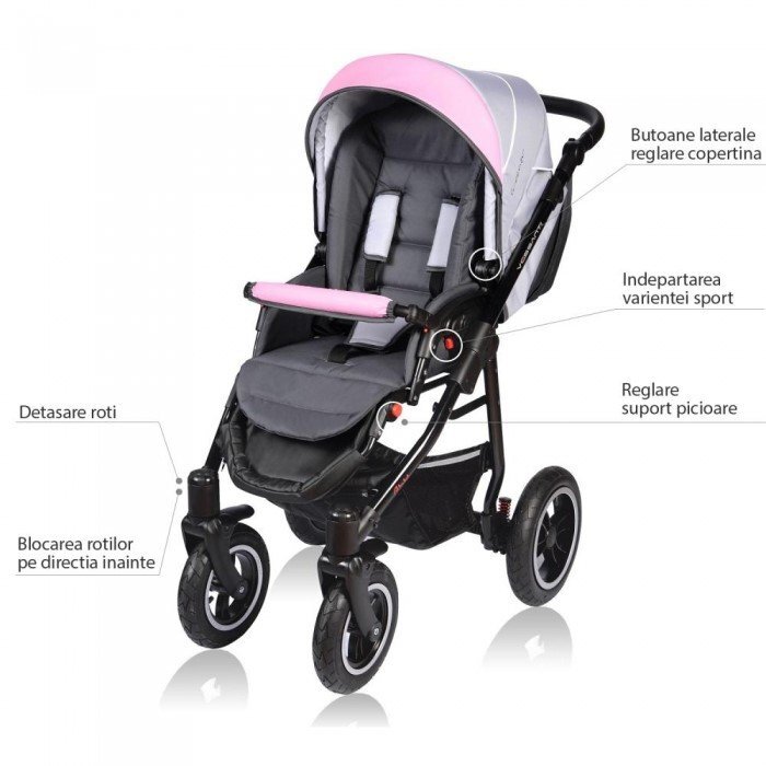 Vessanti Carucior Crooner 2 in 1 PinkGray